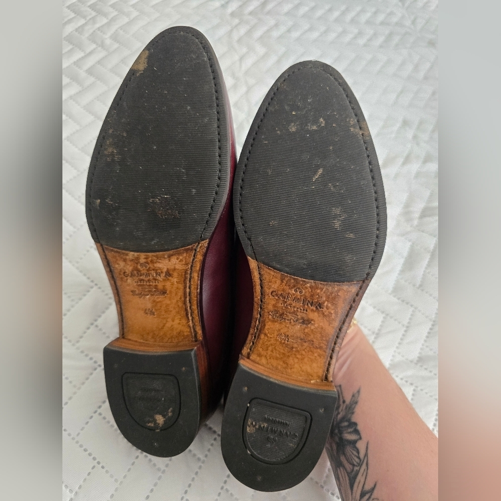 Carmina Penny Loafers Oscaria Robert in Burgundy Box Calf Oxblood - Picture 6 of 14